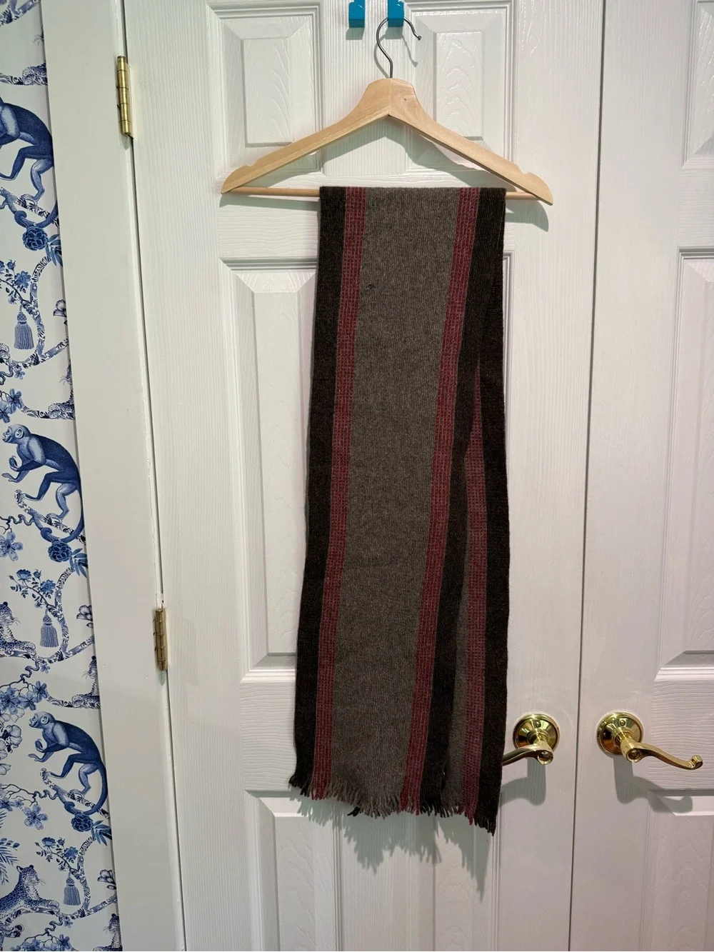 Vintage gap Striped lambs Wool Scarf in brown and red NWT